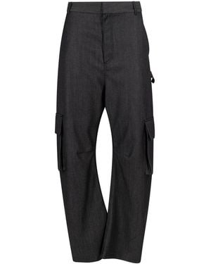 Balenciaga Cargo Wool Trousers With Tapered Leg - Blue