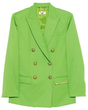Elisabetta Franchi Cool Wool Jacket With Jewel Plaque - Green