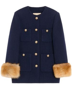 Valentino Garavani Simple Wool Tweed Coat - Blue