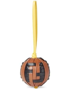 Fendi Ff Sphera Woven Leather Charm - White