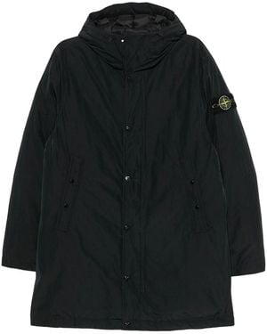 Stone Island Parka Lungo Imbottito Con Antigoccia - Black