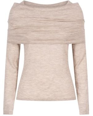 Max Mara Lightweight Cashmere Jumper With Removable Wrap Detail - Natural