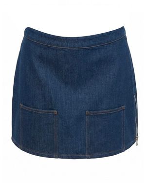 Fendi Denim Mini Skirt Reverse Ff - Blue