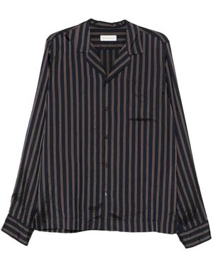 Dries Van Noten Carly Striped Cupro Shirt - Black