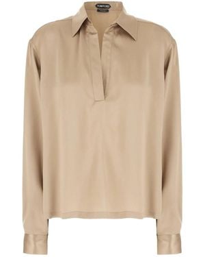 Tom Ford Silk Satin Polo - Natural