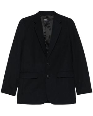 A.P.C. Single-Breasted Wool Blend Blazer - Black