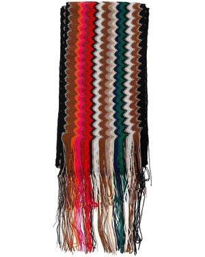 Missoni Zig-zag Viscose Fringed Scarf - Red