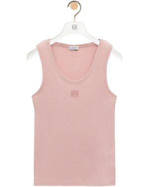 Loewe Anagram Ribbed Silk Tank Top - Pink
