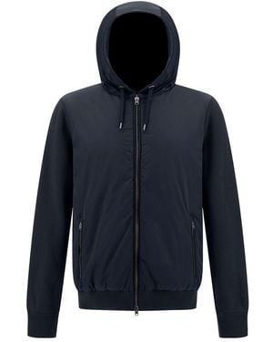 Herno Piqué Knit And Nylon Jacket - Blue