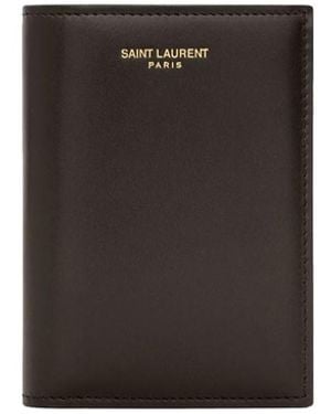 Saint Laurent Credit Card Holder Paris In Smooth Bicolour - White