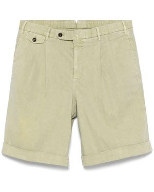 Pantaloni Torino Pleat-Detail Shorts - Natural