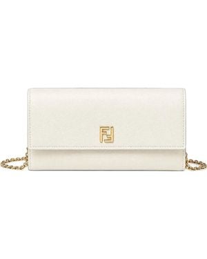 Fendi Ff Continental Wallet With Chain - Natural