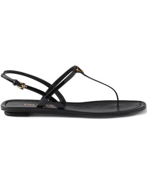 Prada Patent Leather Thong Sandals - Black