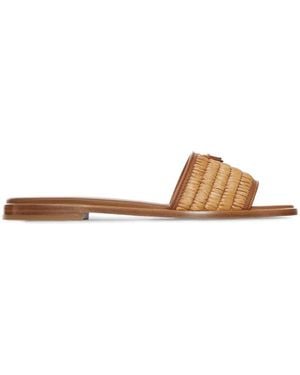Prada Leather Slides With Crochet Details - Multicolour