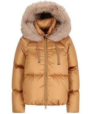 Herno Short Puffer Jacket With Hood - Brown