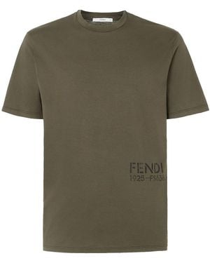 Fendi Cotton T-Shirt With Stencil Print - Green