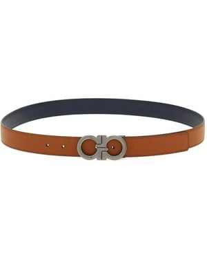 Ferragamo Reversible And Adjustable Belt With Hooks - White