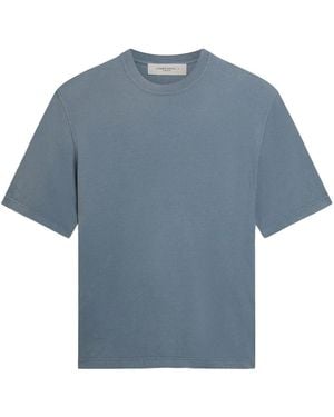 Golden Goose Cotton T-Shirt With Reverse Print On The Back - Blue