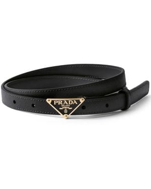 Prada Metal Buckle Saffiano Leather Belt - Black