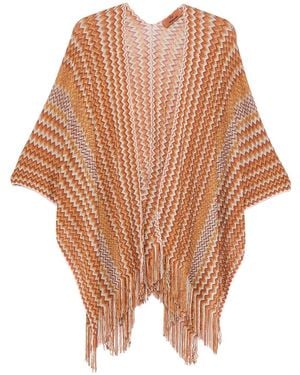 Missoni Zig-zag Viscose Poncho With Fringes - Multicolour