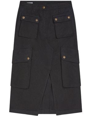Dries Van Noten Midi Cotton Cargo Skirt - Black
