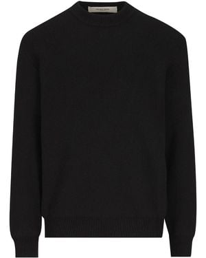 Golden Goose Ribbed Regular Fit Jumper With Logo Patch On The Back - Black
