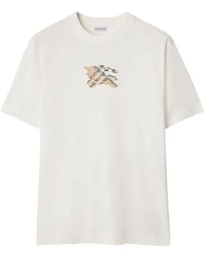 Burberry Seth Ekd Check Cotton T-Shirt - White