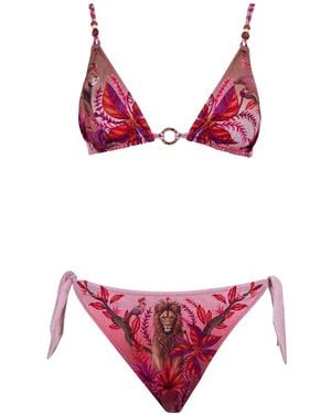 PIN UP Rhinestone Triangle Bikini - Red