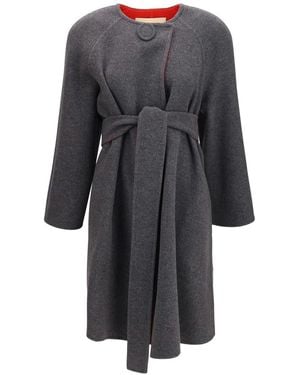Valentino Garavani Double-breasted Coat With Belt - Grey