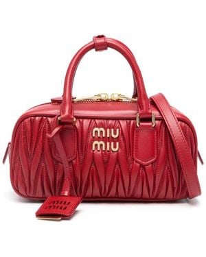 Miu Miu Arcadie Matelassé Nappa Leather Bag - Red