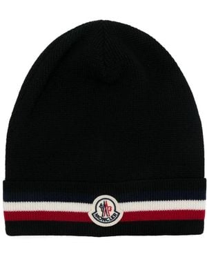 Moncler Tricolour Wool Beanie - Black