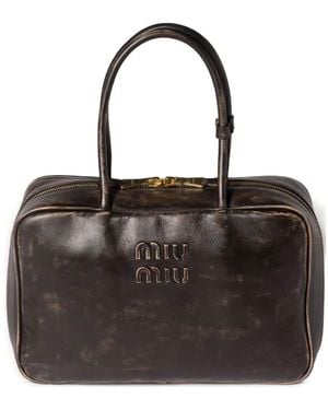 Miu Miu Beau Vintage-effect Nappa Leather Bag - Black