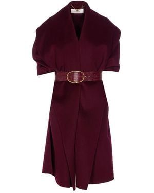 Elisabetta Franchi Cape With Belt - Purple