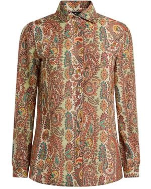 Etro Paisley-print Silk Blend Shirt - Brown