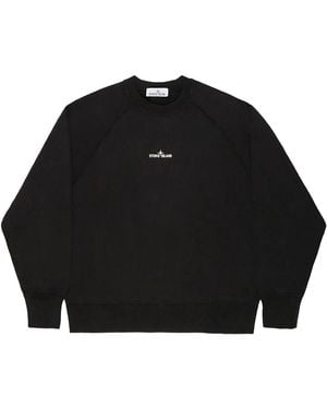 Stone Island Crewneck Cotton Sweatshirt With "desert" Print - Black