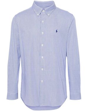 Polo Ralph Lauren Slim Fit Striped Stretch Poplin Shirt - Blue