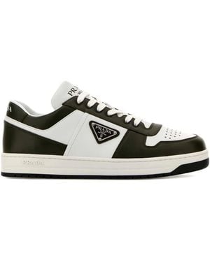Prada Downtown Two-Tone Leather Trainers - White