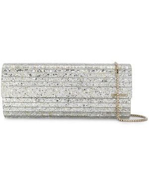 Jimmy Choo Sweetie Coarse Glitter Acrylic Clutch Bag - Gray