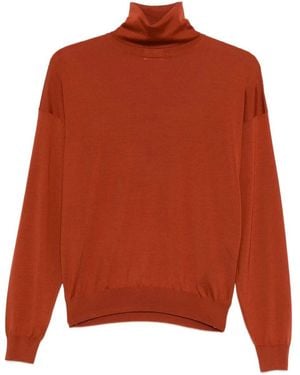 Saint Laurent Roll-Neck Wool Sweater - Orange