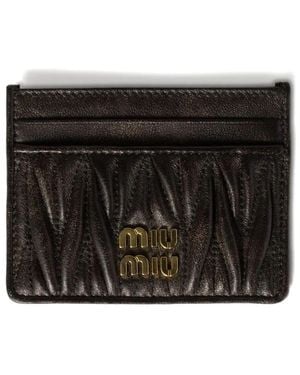 Miu Miu Vintage Treatment Matelassé Nappa Leather Card Holder - Black