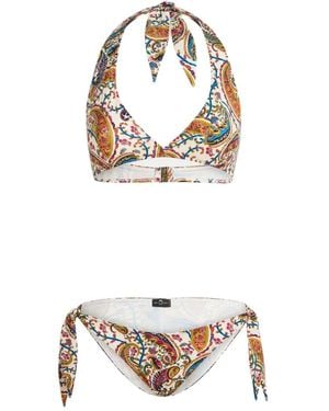 Etro Floral Paisley Triangle Bikini - Metallic