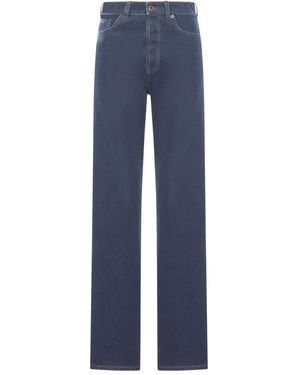 Miu Miu Embroidered-Logo Flock Jeans - Blue