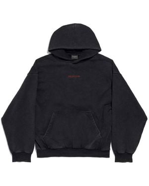 Balenciaga Felpa Con Cappuccio Back Medium Fit - Blu