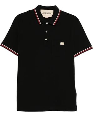 Valentino Garavani Cotton Piqué Polo With Vlogo Patch - Black