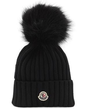 Moncler Wool Beanie With Pom Pom - Black