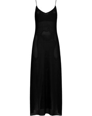 PIN UP Long Crochet Pencil Dress - Black