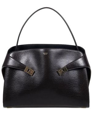 Ferragamo Hug Soft Two-tone Large Shoulder Bag - Black