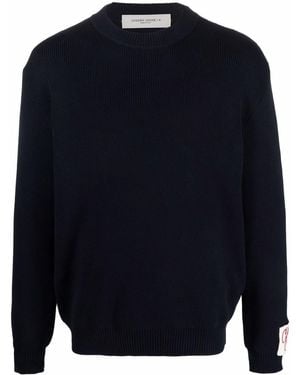 Golden Goose Cotton Knitted Pullover With Logo - Blue