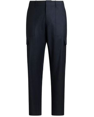 Etro Wool Flannel Cargo Trousers - Blue