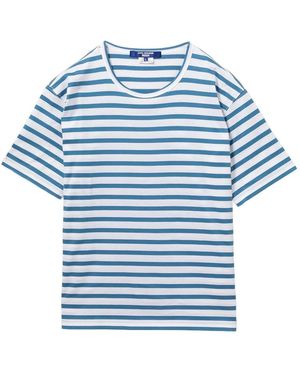 JUNYA WATANABE COMME DG Striped Cotton T-shirt - Blue